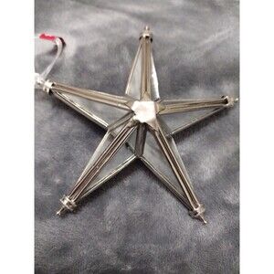 VTG Star Christmas Ornament Victorian Tiffany Style Mirror Metal 5.5" Holiday